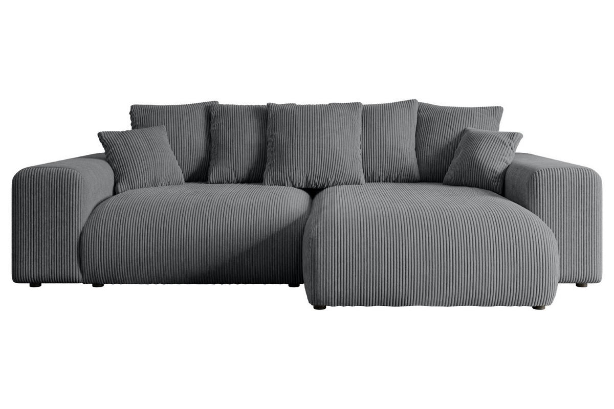 ECKSOFA Ottomane rechts ESKAR-L 266x176x84 Dunkelgrau Cord - Dunkelgrau/Schwarz, Holzwerkstoff/Kunststoff (176/266cm) - ALTDECOR