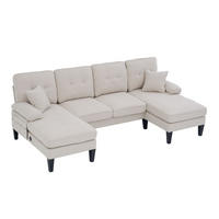 WOHNLANDSCHAFT aus Leinenstoff 250x130x88 cm in Beige mit USB - Beige, Textil (130/88/250cm) - Modfu