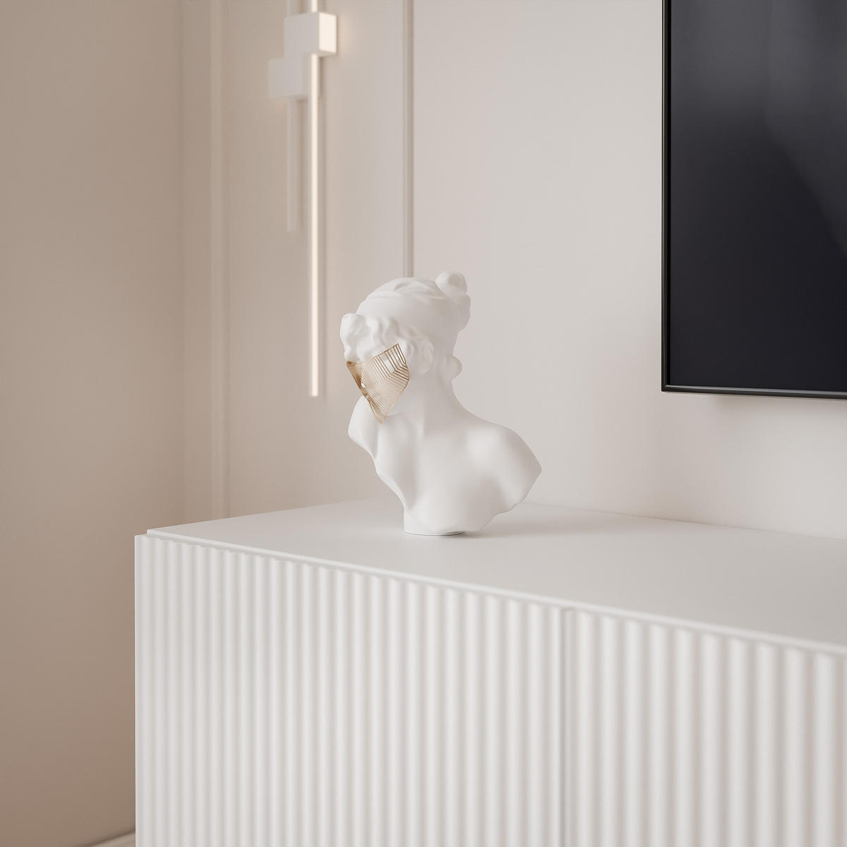 WOHNWAND ANGEL II Mattweiß hängend mit LED-Beleuchtung 200 cm - Weiß, Holzwerkstoff (200/36/40cm) - Idohome