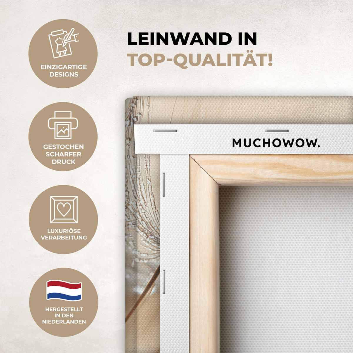 LEINWANDBILD Löwenzahn - Abstrakt - Natur - Beige 20x30 cm - Braun, Textil (20/30cm) - MuchoWow