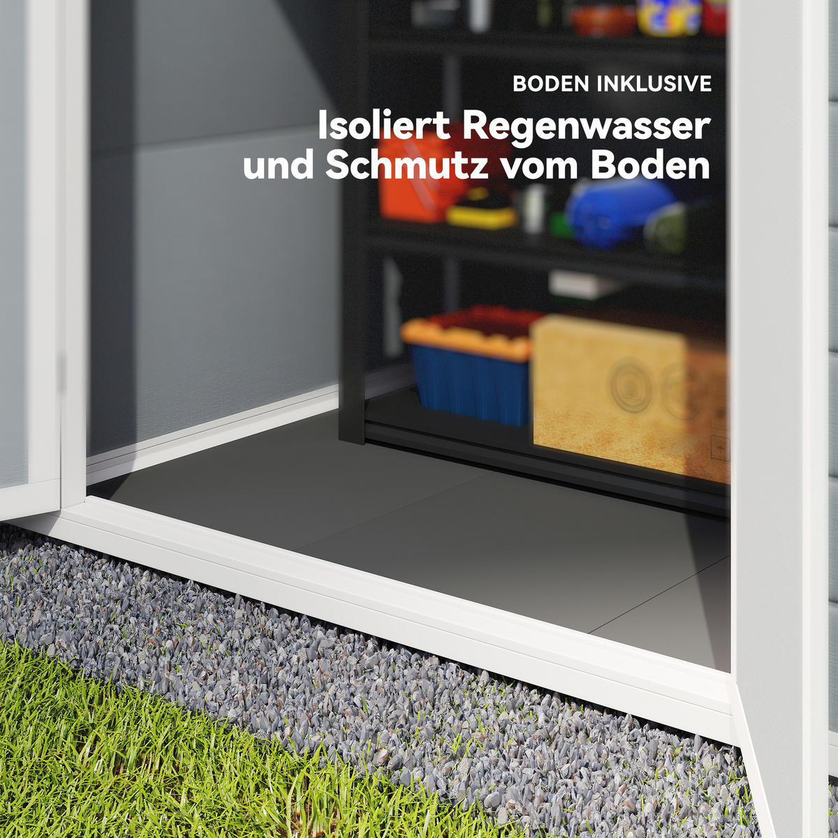 GERÄTEHAUS mit Pultdach 183 x 134 cm Gartenhaus mit Fenster für Garten Grau - Grau, Metall (134/210/183cm) - Outsunny
