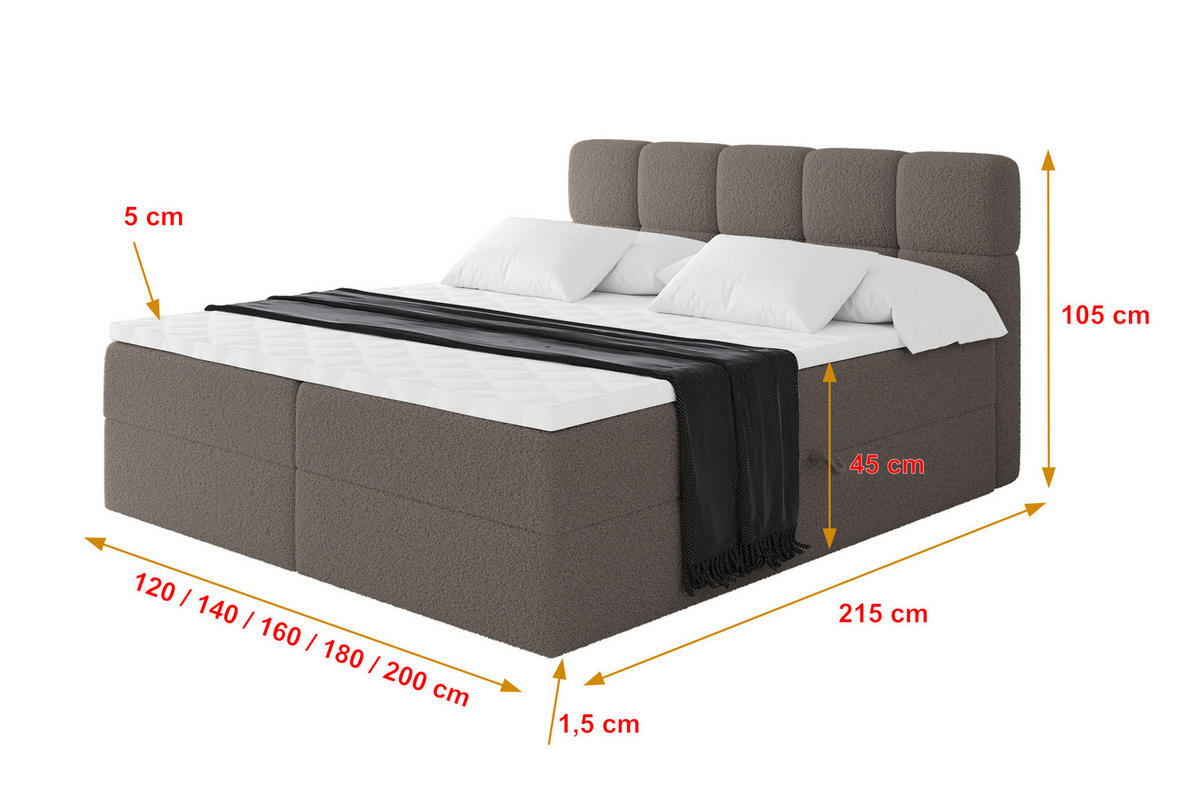 BOXBETT mit Matratze H4 - FAMA - 120x200 cm Braun Quelle - Braun, Holzwerkstoff (120/200cm) - ALTDECOR