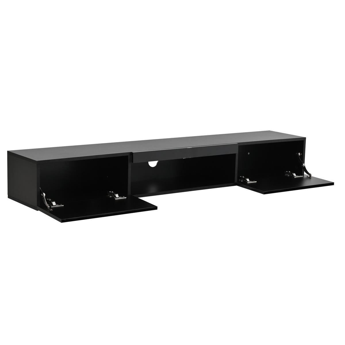 TV-ELEMENT wandhängend 160 cm Hochglanz Schwarz mit LED - Schwarz, Holzwerkstoff (31/22/160cm) - Beauniv