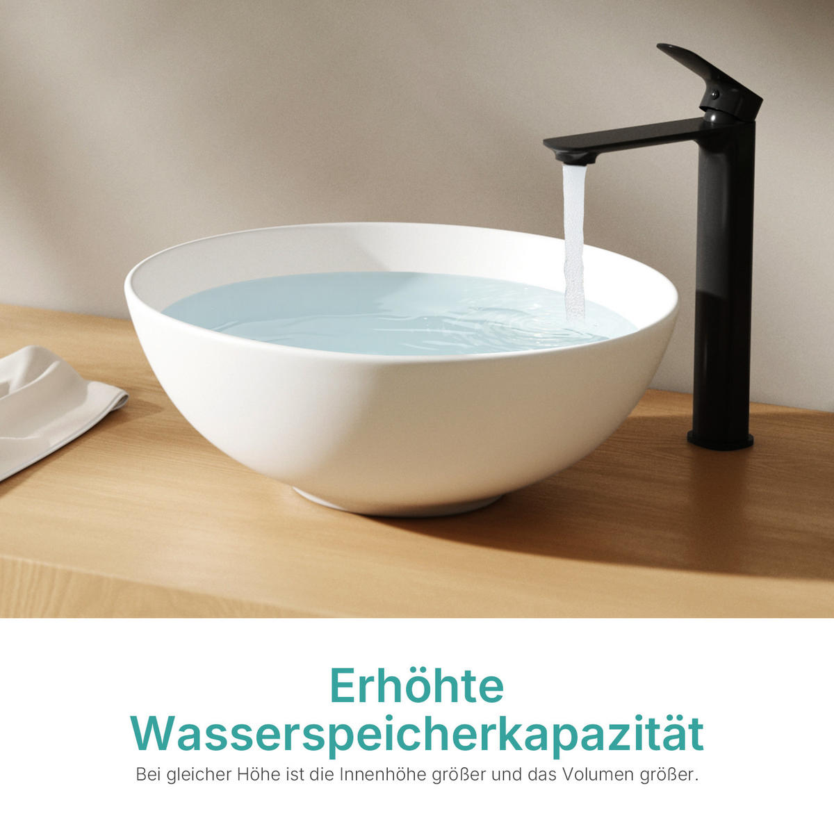 WASCHBECKEN Keramik Weiß Matt Ø41,5 / 15,5 cm - Weiß, Keramik (41.5/15.5/41.5cm) - EMKE