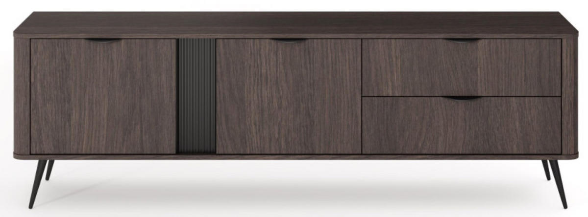 TV-SCHRANK Weiß ERIS Geriffelt Auf Hohen Beinen 195 cm - Braun, Holzwerkstoff (195.2/61.2/38cm) - Sepro Meble