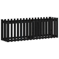 HOCHBEET Latten-Design Schwarz 200x50x70 cm Massivholz Kiefer - Schwarz, Holz (200/70/50cm) - furnicato