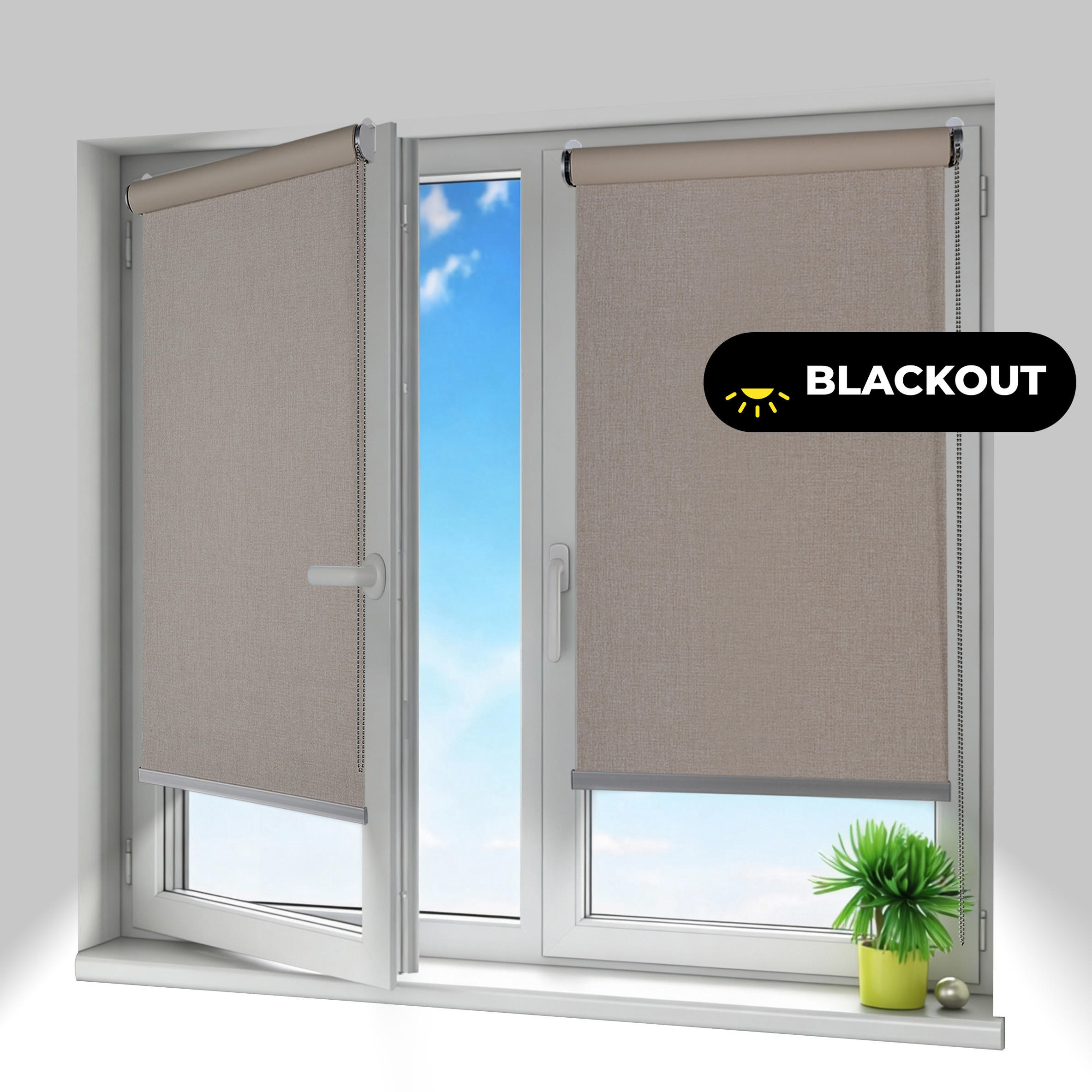 VERDUNKELUNGSROLLO Moon Plus Easyfix Leinen 80x250 - Beige, Kunststoff (80/250/1cm) - STORESDECO