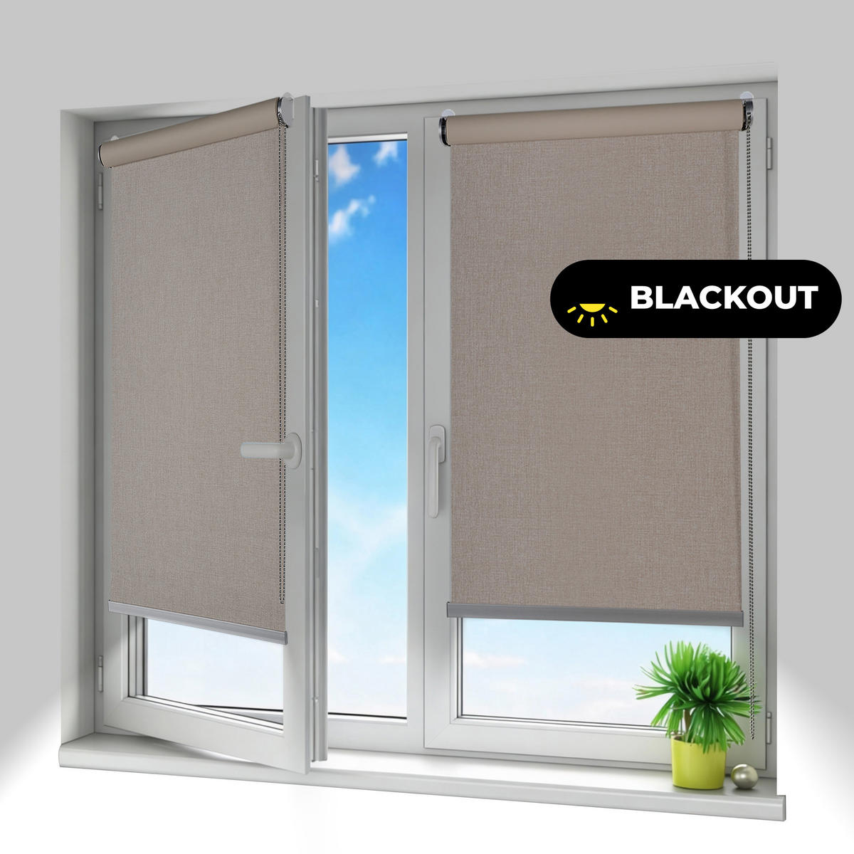 VERDUNKELUNGSROLLO Moon Plus Easyfix Leinen 80x250 - Beige, Kunststoff (80/250/1cm) - STORESDECO