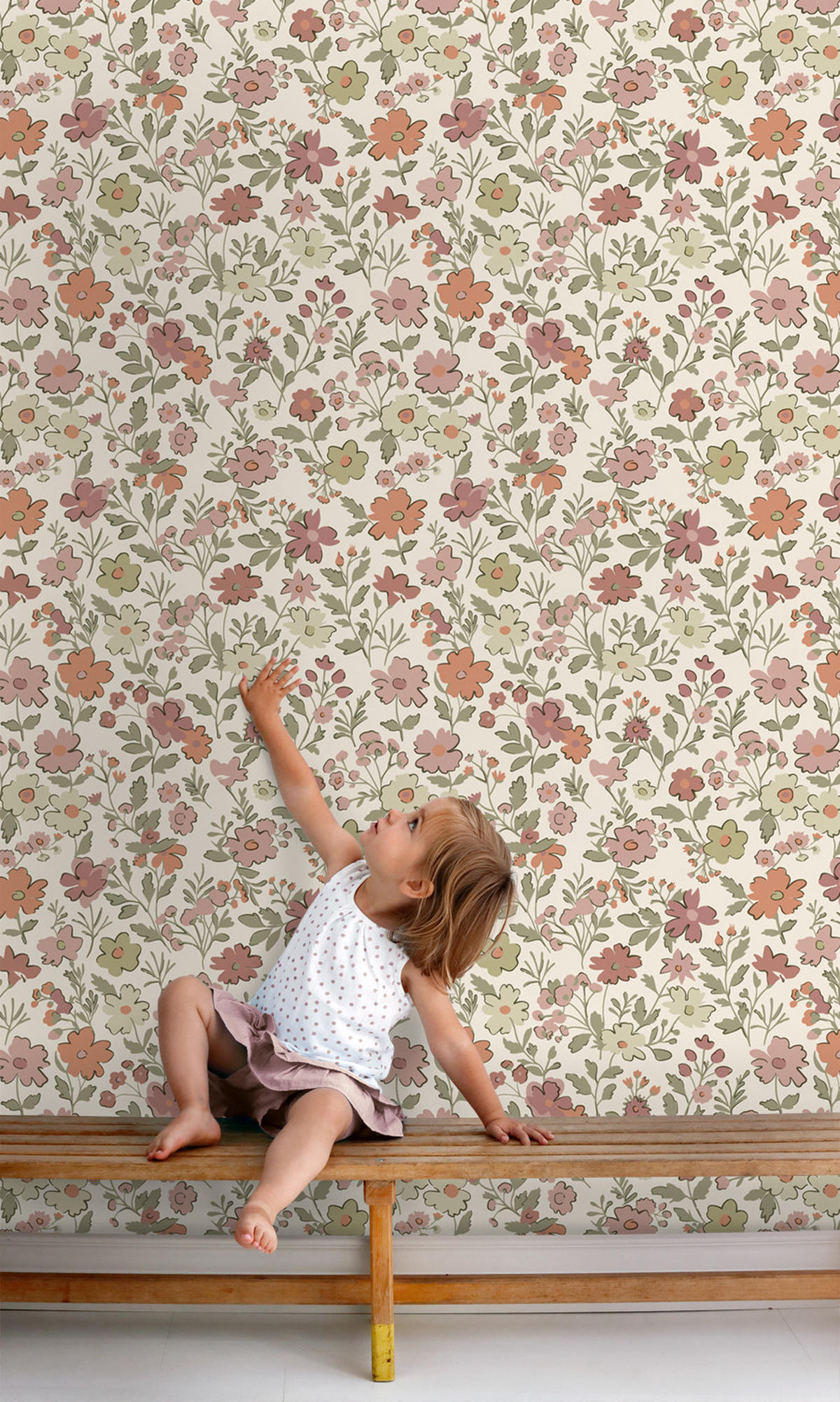 TAPETE Blumen 50 x 900 cm - Terracotta, Papier (50/0.1cm) - ESTAhome
