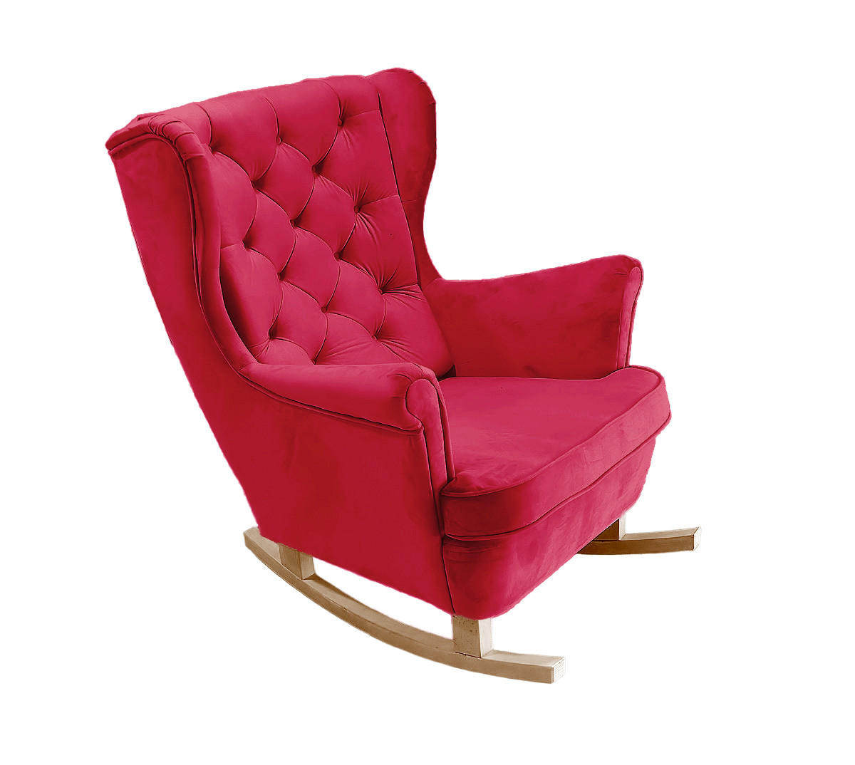 SCHAUKELSESSEL mit gepolstertem Sitz und Armlehnen, 102x81x95 cm, Rot_29837 - Buchefarben/Rot, Holz/Textil (81/102/95cm) - DomoHome