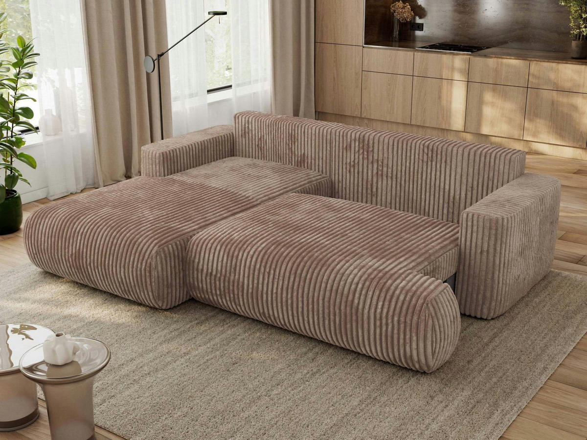 ECKSOFA OVO L Braun Cord - Links Seite - Schwarz/Braun, Kunststoff/Textil (271/195cm) - MKS