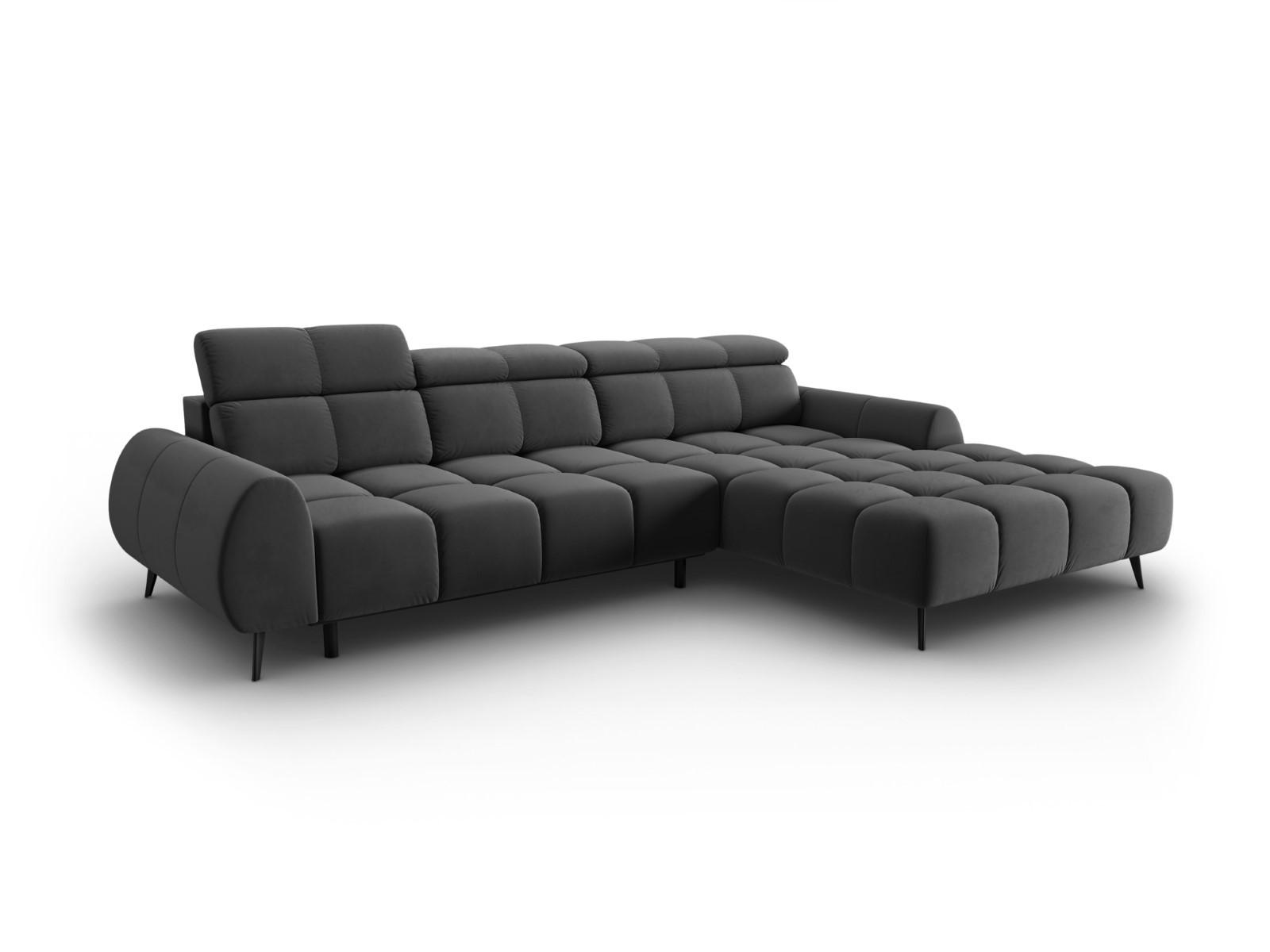 ELEKTRISCHES-ECKSOFA rechts Alyse aus Samt grau 5 Sitzplätze - Grau, Textil (188/295cm) - Micadoni