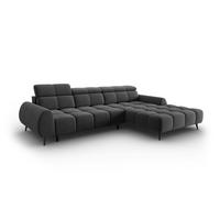 ELEKTRISCHES-ECKSOFA rechts Alyse aus Samt grau 5 Sitzplätze - Grau, Textil (188/295cm) - Micadoni