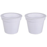 2X LED AUSSENLEUCHTE Blumentopf Weiß satiniert - Weiß, Kunststoff (17/17/19cm)