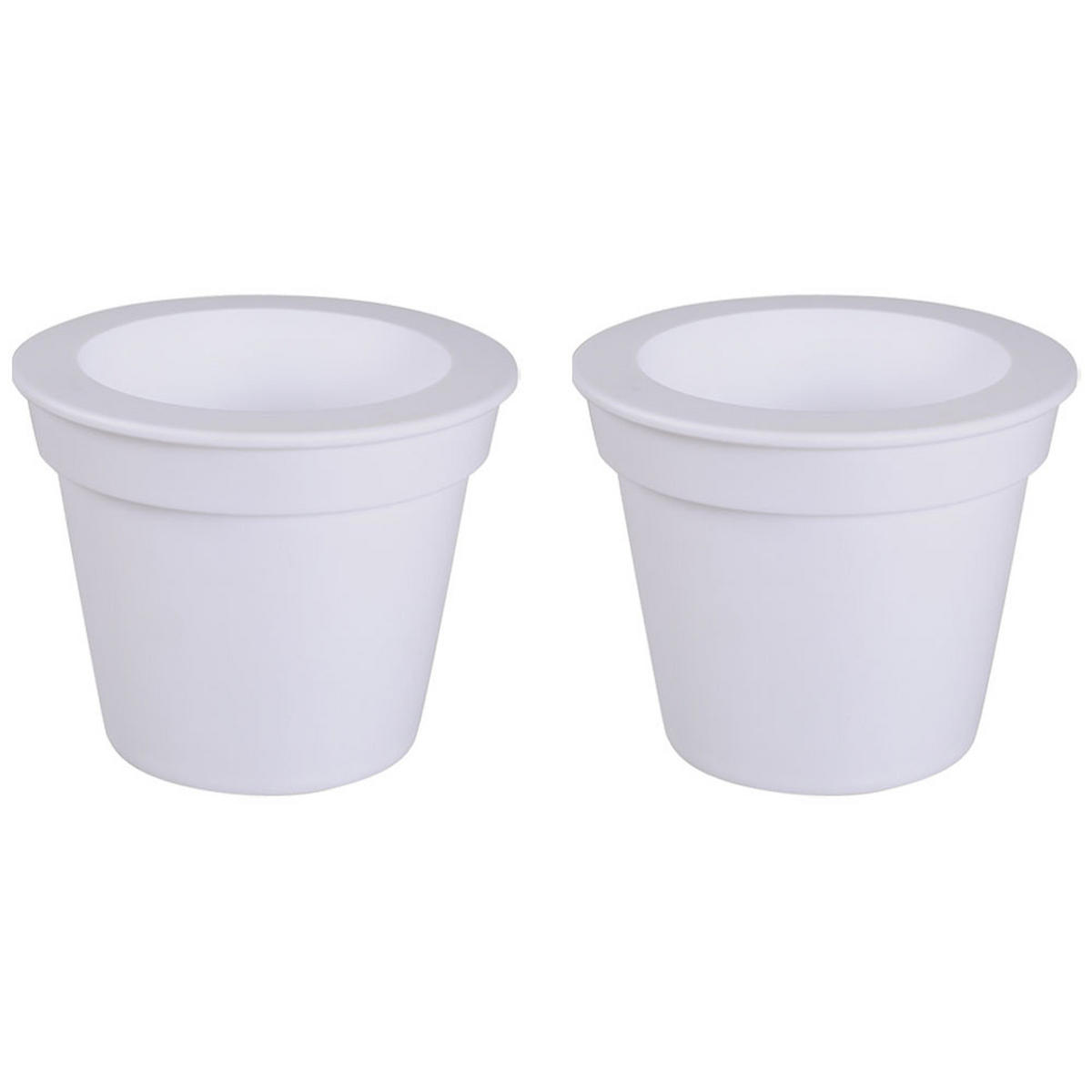 2X LED AUSSENLEUCHTE Blumentopf Weiß satiniert - Weiß, Kunststoff (17/17/19cm)