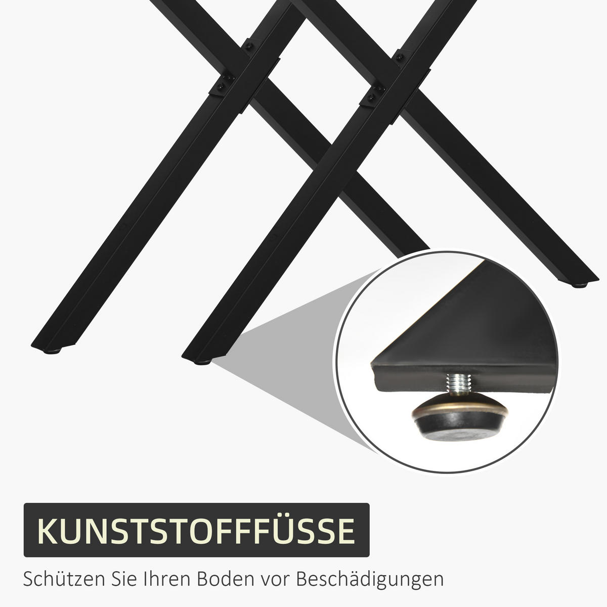 TISCHBEINE aus Stahl, 2 Stück, Schwarz - Schwarz, Metall (4/72/80cm) - HOMCOM