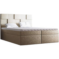 DOPPELBETT mit Matratze 200x200 Berg, Samtstoff, Bettkasten, Beige - Beige, Holz/Textil (200/200cm) - Emporius