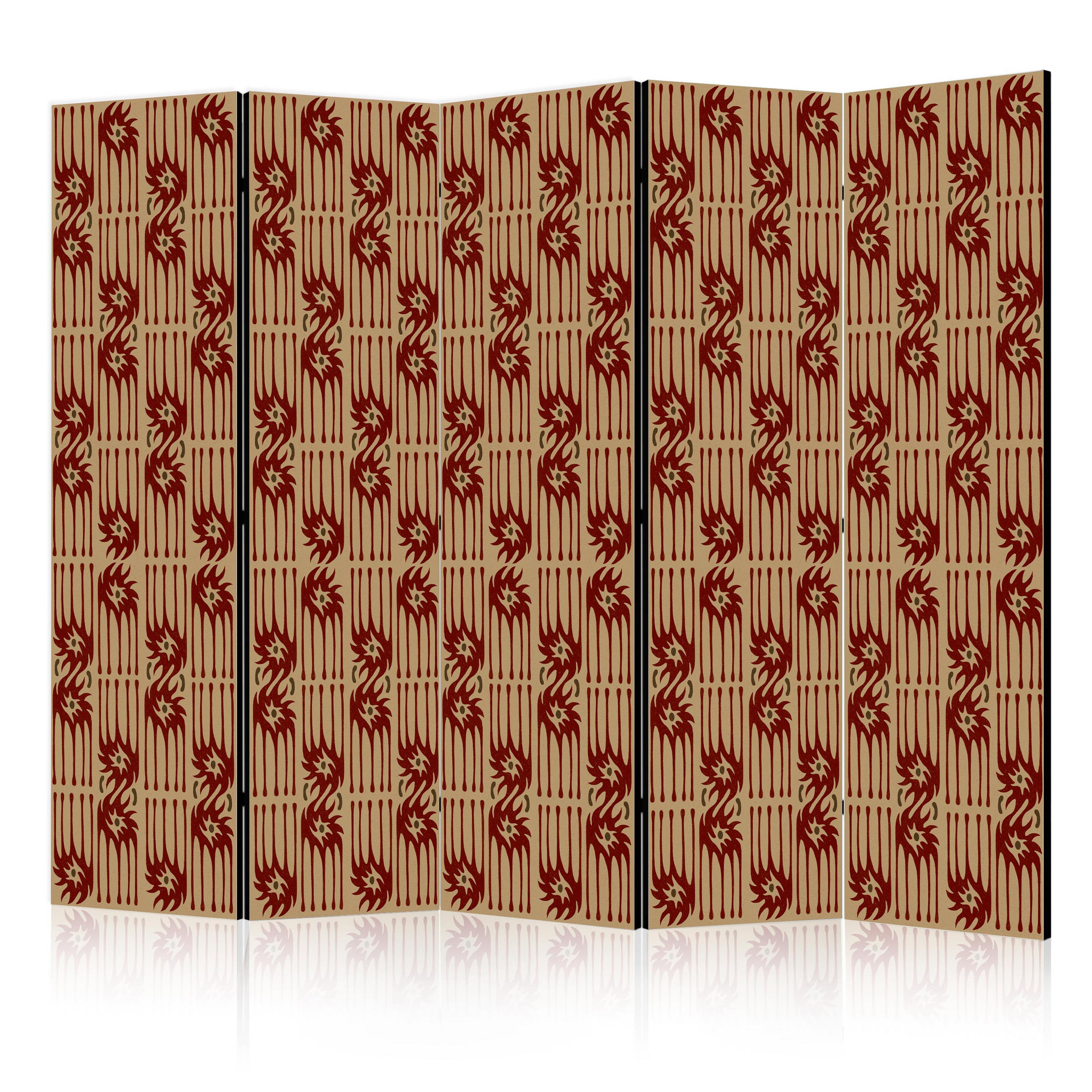 PARAVENT Einseitig Bedruckter 5-tlg 225x172 cm Abstraktion Retro - Rot, Holz/Textil (225/172/3cm) - Muralo