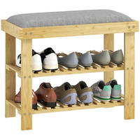 SCHUHBANK Natur und Grau 60/29/49 cm - Grau, Holz (60/49/29cm) - PANGIVO