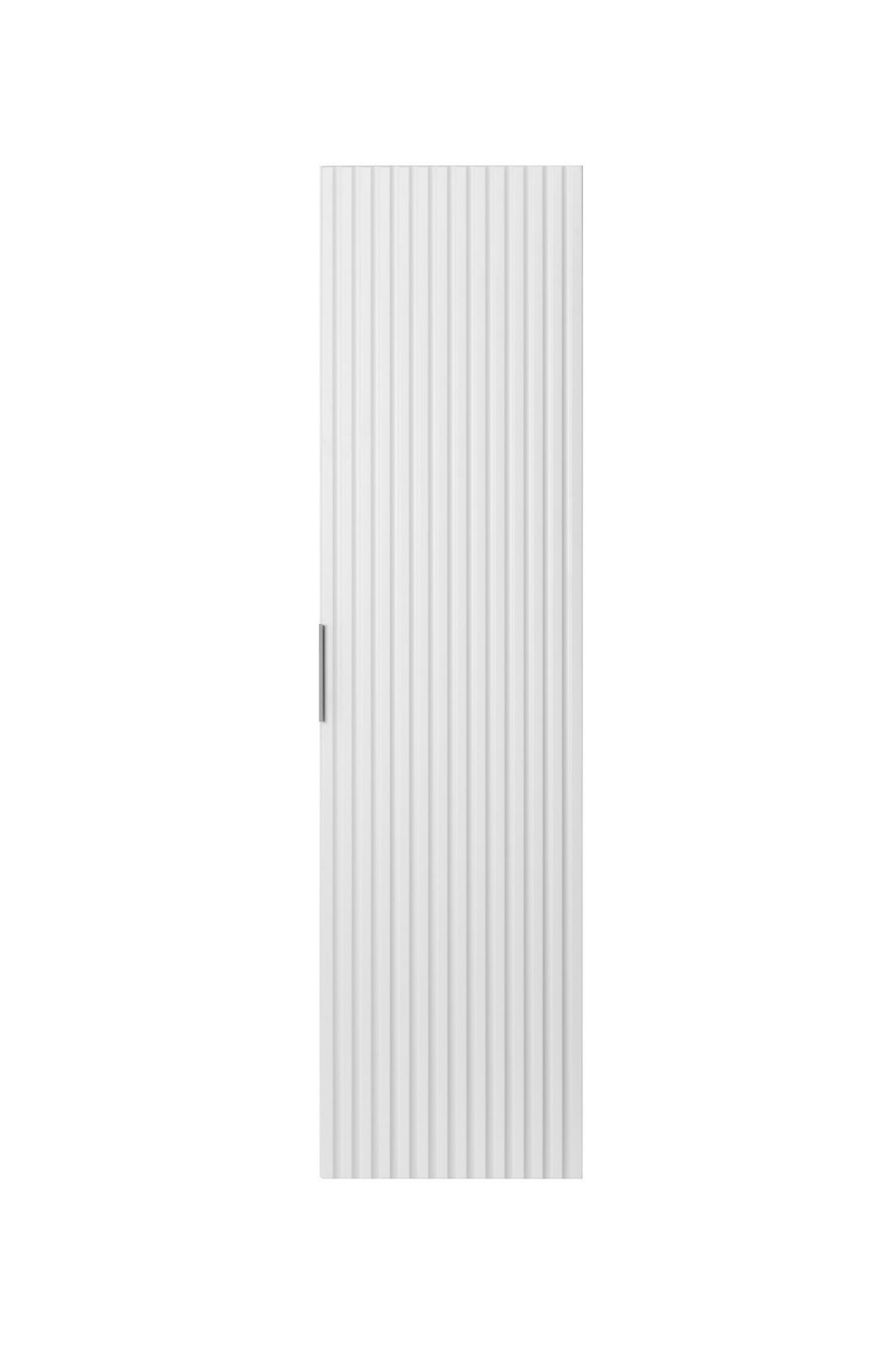 BADEZIMMERSCHRANK, Weiß, 35 x 136 x 27 cm, silberner Griff - Silberfarben/Weiß, Holzwerkstoff (35/136/27cm) - 3XE LIVING