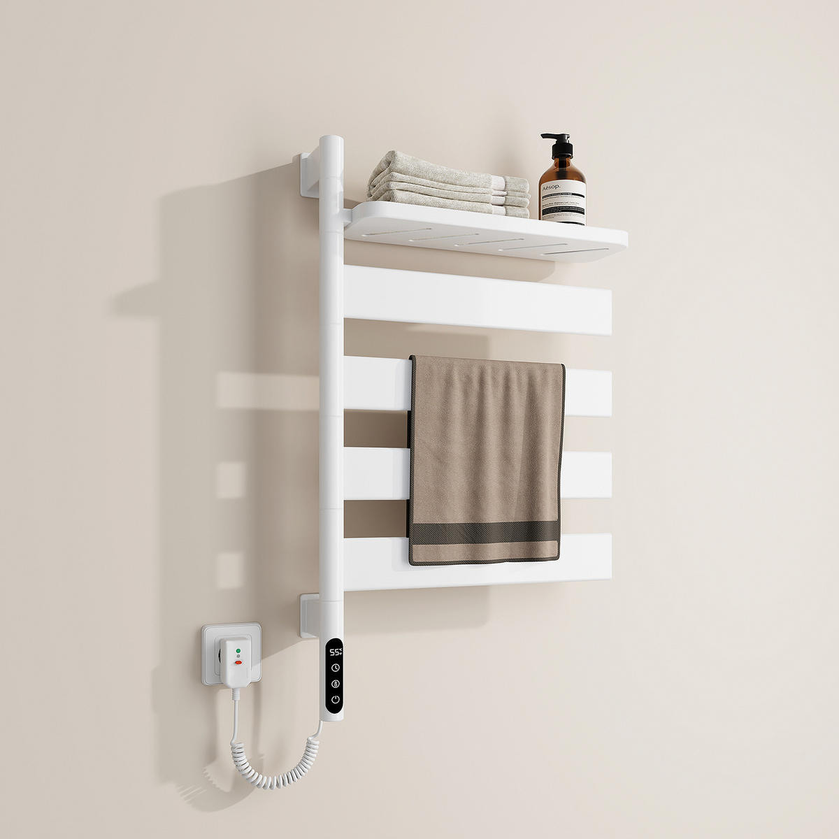 HEIZKÖRPER Handtuchheizkörper Intelligentes Heizsystem mit Ablage Weiß 76/45 cm - Weiß, Metall (45/76/14cm) - EMKE