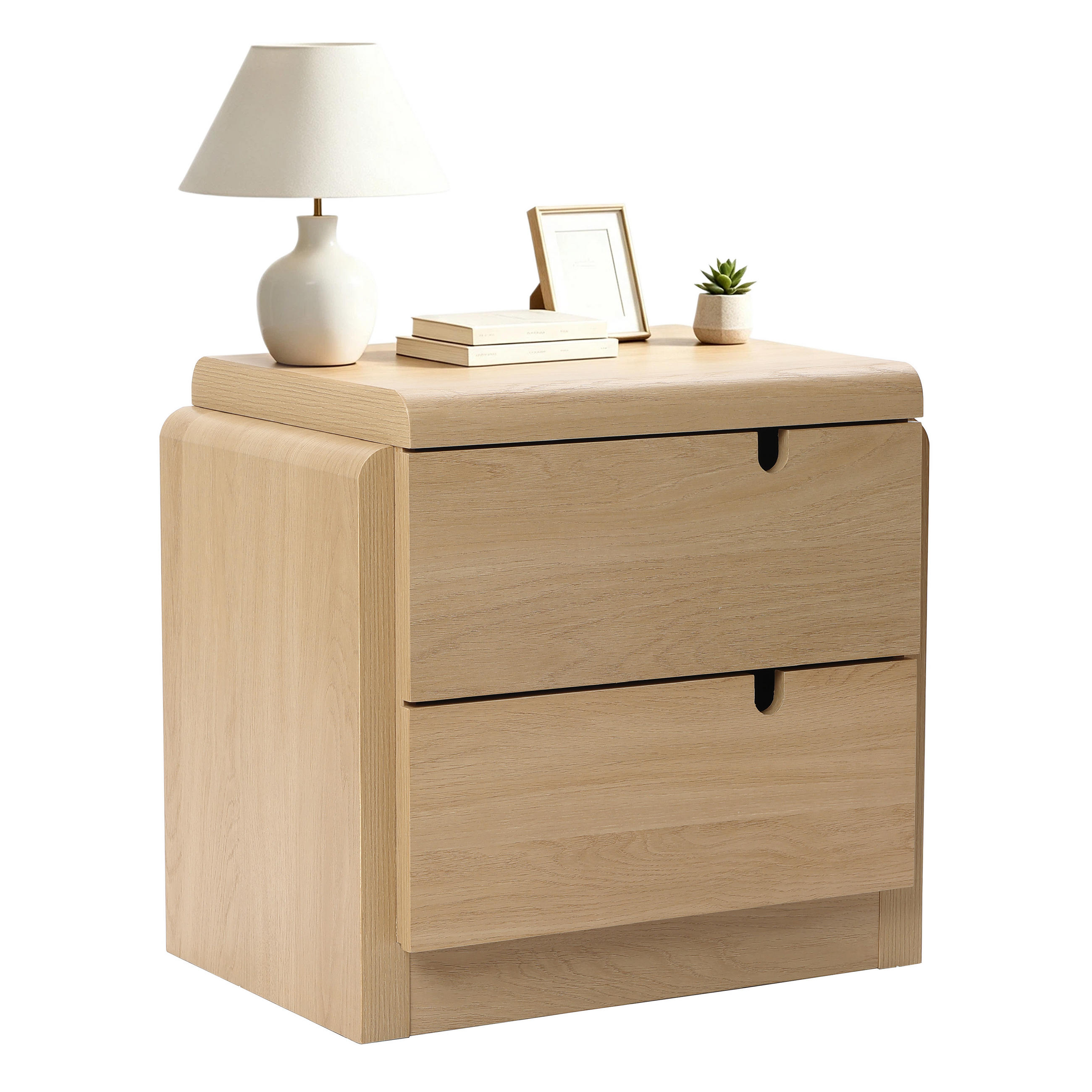 NACHTTISCH Moderner mit 2 Schubladen, Eichenfarben, MDF | B55 x T40 x H53 cm - Eichefarben, Holz (55/53/40cm) - Hometopia