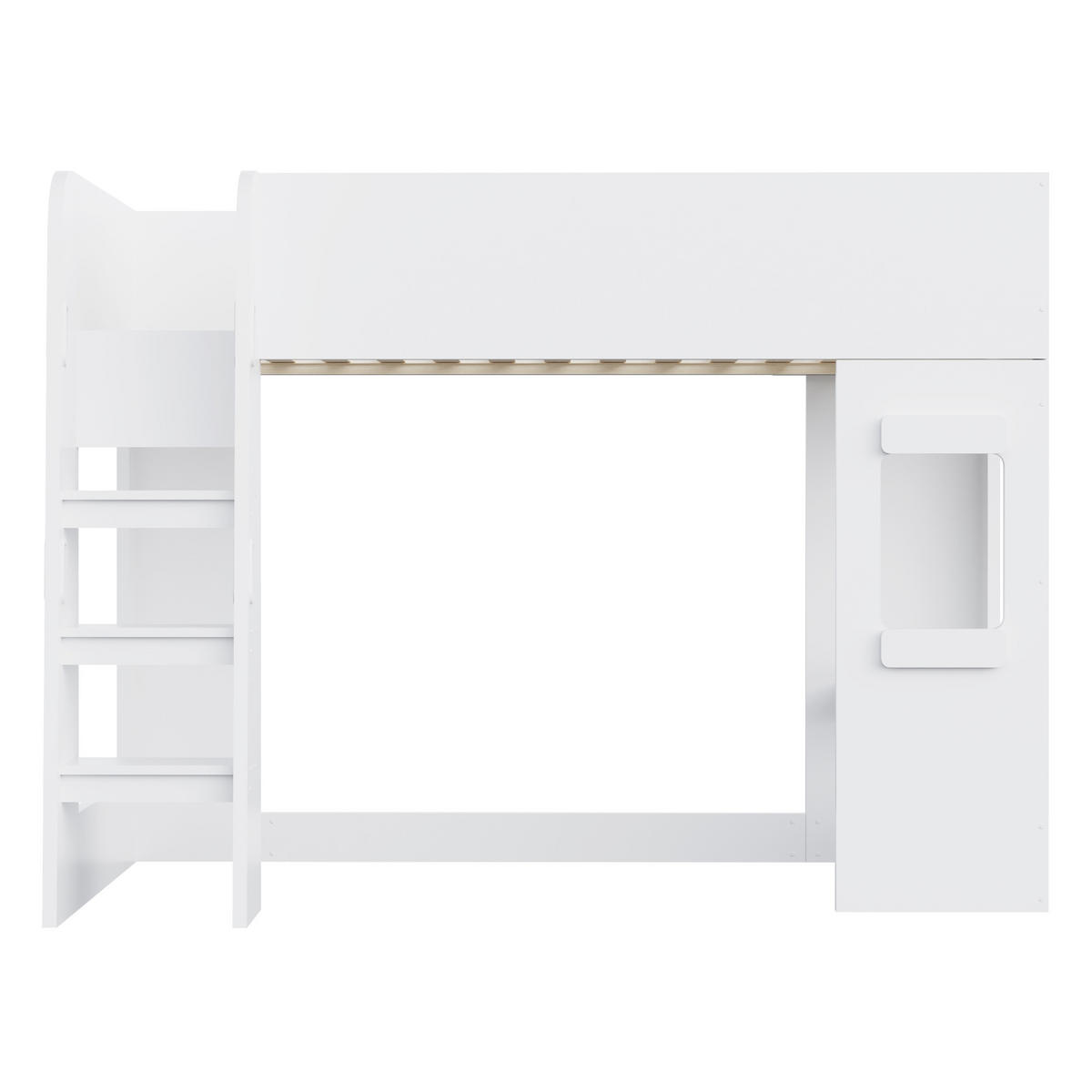 HOCHBETT 90/200 cm mit Lichtleiste und Schreibtisch, DE-41600, in Weiß - Weiß, Holzwerkstoff (90/200cm) - ComfortXL