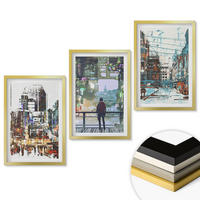 WANDBILDER 3er Set - 40x60 cm Goldrahmen - Moderne Städte, bunte Charaktere - Goldfarben, Kunststoff (40/60cm) - ArtPrintCave