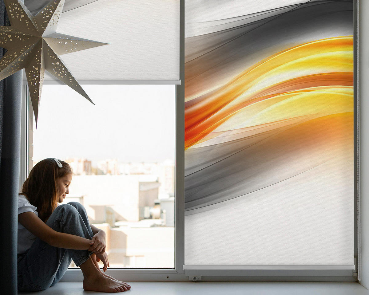 VNÚTORNÁ roleta - okenná roleta - roleta - 100x140 cm - Oranžové vlny - oranžová, plast (100/140/0.5cm) - TULUP