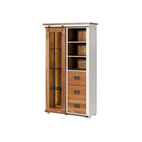 VITRINE Mango / Altholz 100x45x175 weiß lackiert RAILWAY LUX #525 - Weiß, Holz (100/175/45cm) - Massivmoebel24