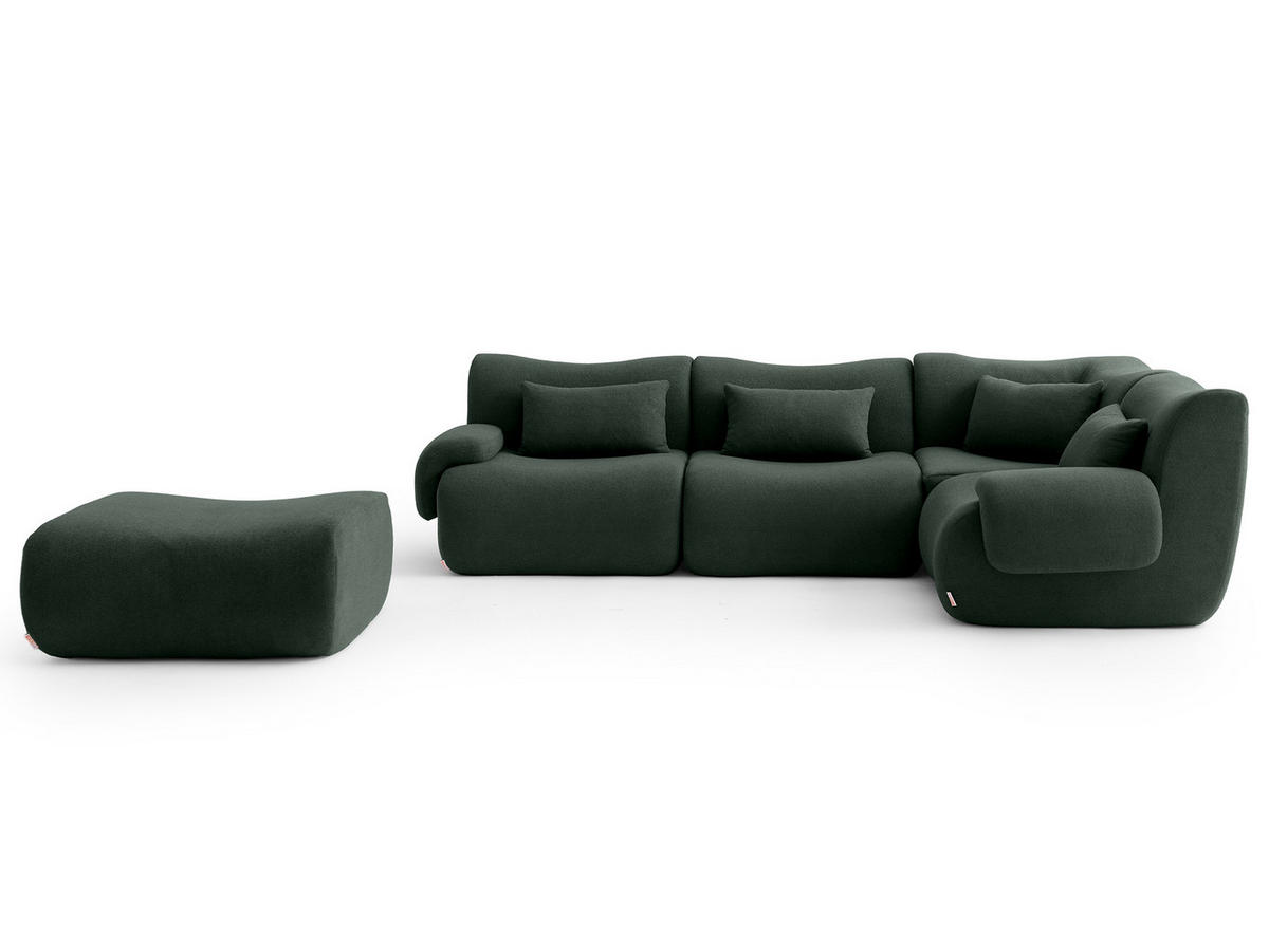 ECKSOFA Bouclé-Stoff Waldgrün - Waldgrün, Textil (269/190cm) - MILYsofa