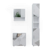BADMÖBEL-SET Irma Weiß 3 Teile, mit Hochschrank - Weiß Hochglanz/Weiß, Holzwerkstoff (80/58.6/41cm) - Vicco