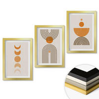 WANDBILDER 3er Set - 20x30 cm Goldrahmen - Boho-minimalistische Dekorationen - Goldfarben, Kunststoff (20/30cm) - ArtPrintCave