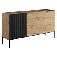 SIDEBOARD Como 150 2D - Schwarz/Eiche Artisan, Holzwerkstoff/Metall (150/80/42cm) - MIRJAN24
