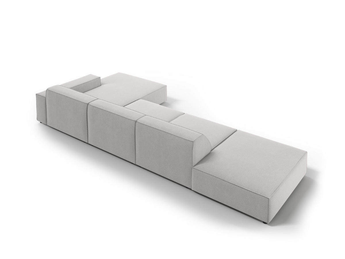ECKSOFA rechts Jodie aus strukturiertem Stoff hellgrau 5 Sitzplätze - Hellgrau, Textil (166/341cm) - Micadoni