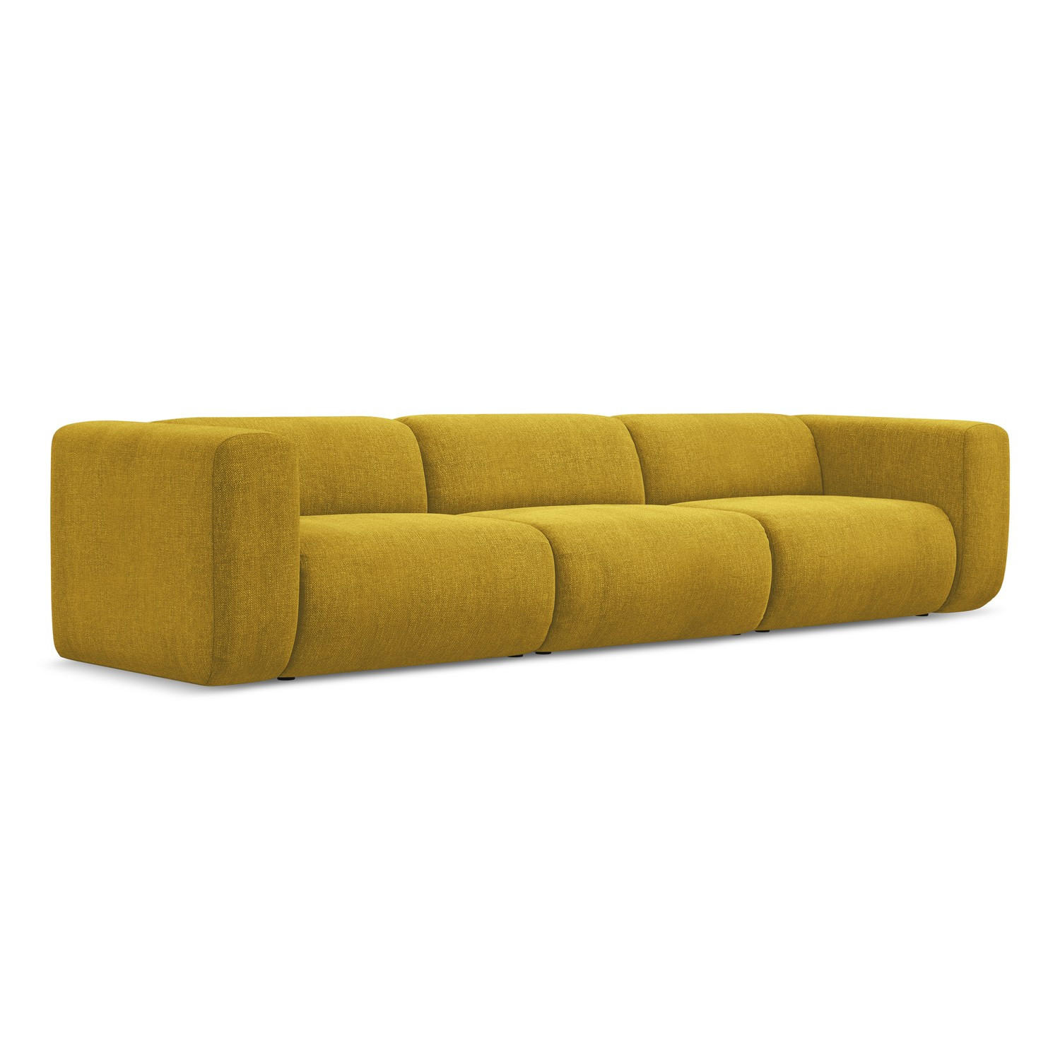 4-SITZER-SOFA Chenille Stoff Gelb - Currygelb/Gelb, Kunststoff/Textil (319/70/89cm) - LaMiaSofa