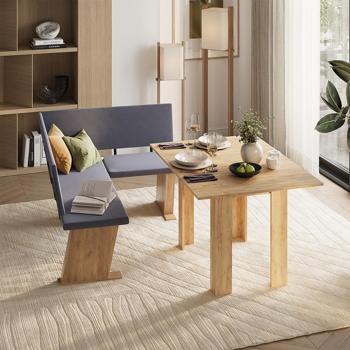 ESSZIMMER-ECKBANK Rivon, Goldkraft Eiche/Anthrazit, 150 x 120 cm Linke Ecke - Eichefarben/Anthrazit, Holzwerkstoff (150/86/120cm) - Vicco