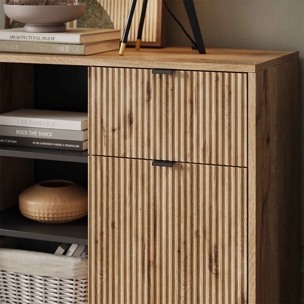 KOMMODE Eliza Viking Oak 120 x 81.2 cm mit 2 Schubladen und 2 Türen - Eichefarben, Holzwerkstoff (120/81.2/40cm) - Vicco