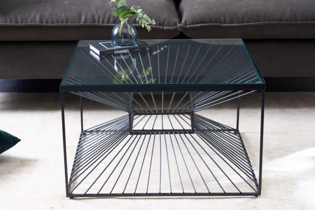 COUCHTISCH ILLUSION Glas Transparent 60 cm - Transparent/Schwarz, Glas/Metall (60/60/37cm) - riess-ambiente