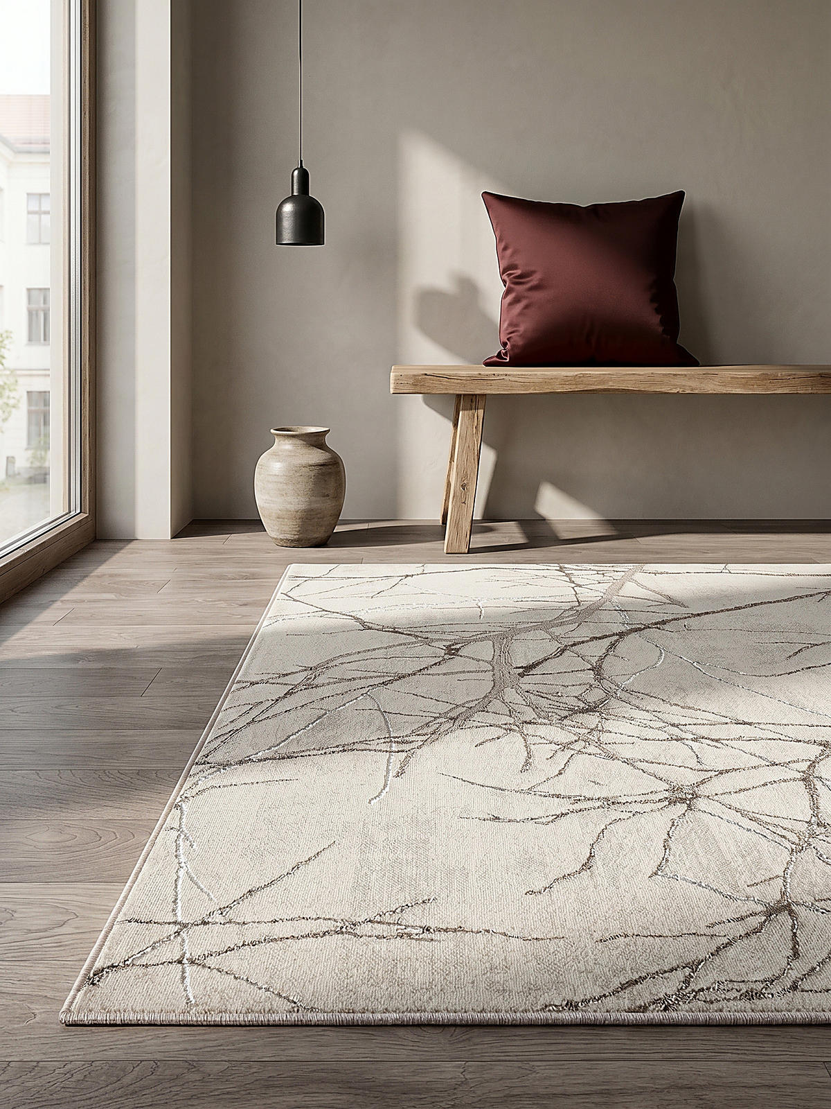 KURZFLORTEPPICH Abstrakt KAVALA Polyester Creme 160 x 230 cm - Beige, Textil (160/230cm) - KADIMA DESIGN