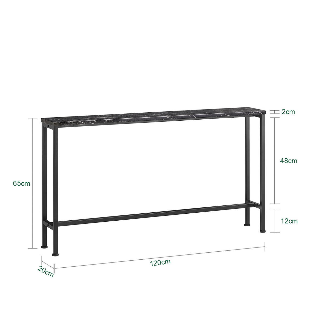 KONSOLENTISCH Schwarz - Schwarz, Holzwerkstoff/Metall (20/120/65cm) - SoBuy