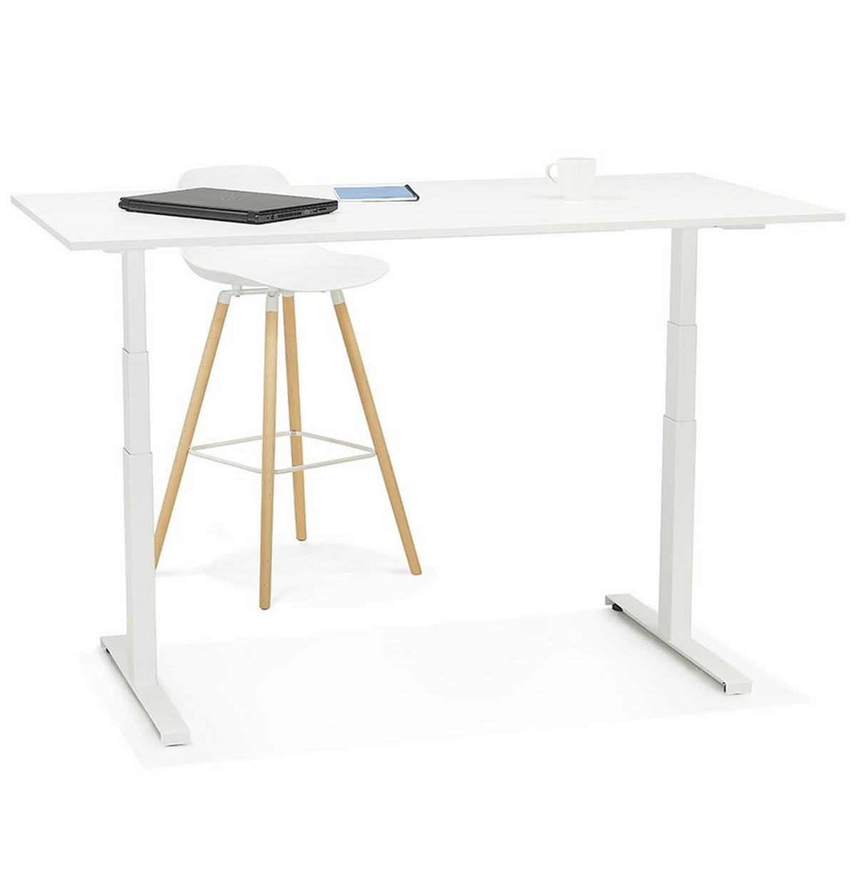 SCHREIBTISCH Höhenverstellbar Elektrisch Ergonomisch XARIX, Weiß 160x80x127 cm - Weiß, Holzwerkstoff/Metall (80/160/127cm) - KADIMA DESIGN