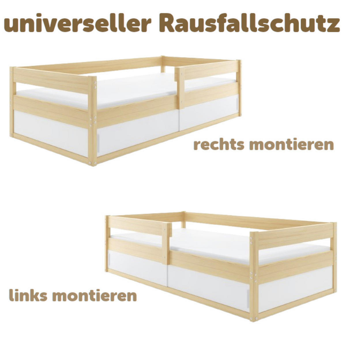 KINDERBETT Hugo 160x80cm mit Lattenrost - Naturfarben, Holz (80/160cm) - Interbeds