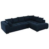 ECKSOFA ORTA Dunkelblau Velvet - Rechts - Blau/Schwarz, Textil (200/325cm) - MKS