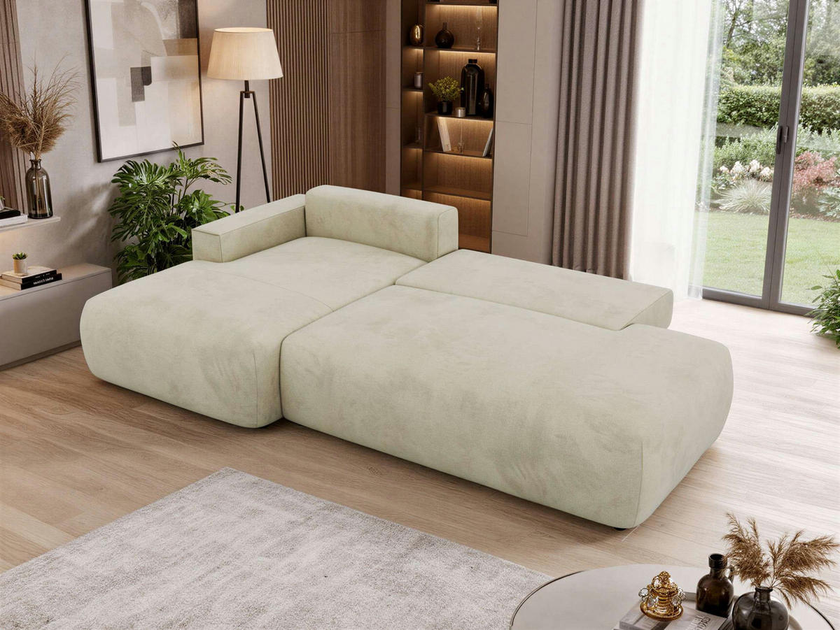 ROHOVÁ SEDAČKA TAREN L Béžová Samet - ľavá strana - čierna/béžová, textil/plast - MKS