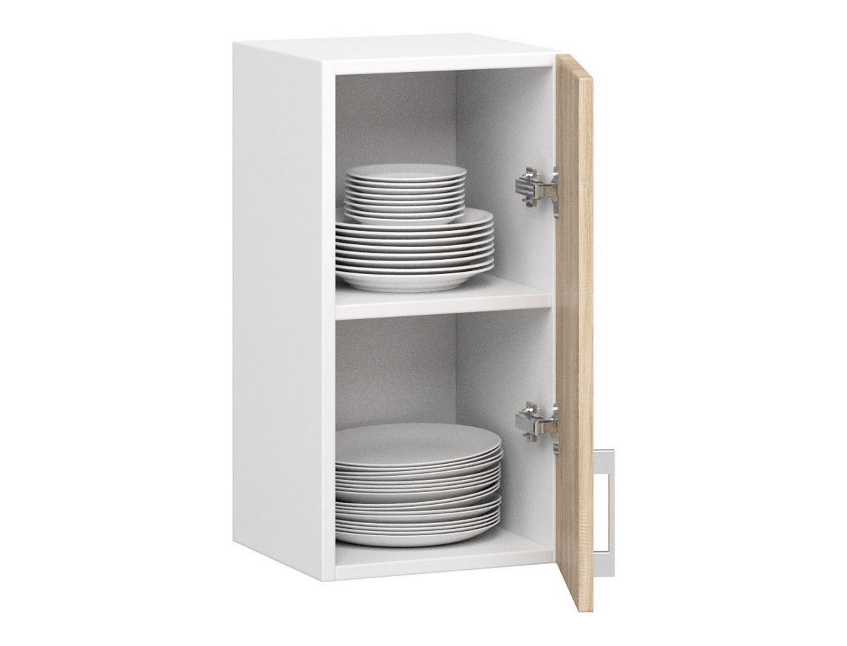 KÜCHENSCHRANK Weiß, Sonoma Eiche 30.5x30x58cm - Silberfarben/Weiß, Holzwerkstoff/Kunststoff (30/58/30.5cm) - Akord