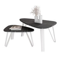 SATZTISCH NOA Stahlgestell, Freiform, Weiß / Grigia Pietra - Weiß/Grau, Holzwerkstoff/Metall (94/60/42cm) - Idohome