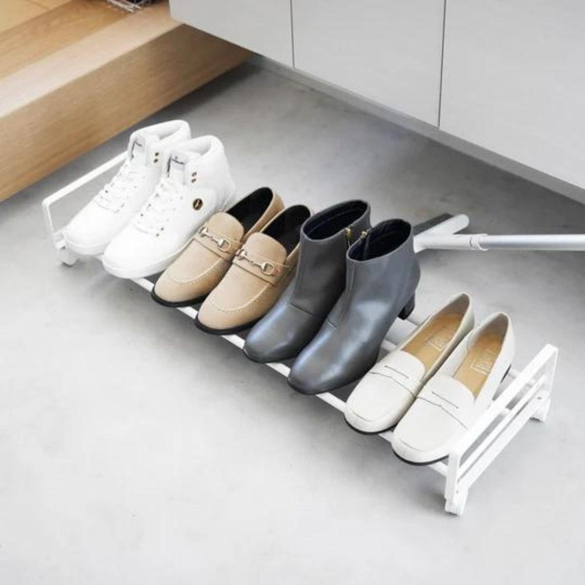 SCHUHREGAL auf rollen - tower 83,5/27,5/14,5 cm - Weiß, Metall (27.5/14.5/83.5cm) - Yamazaki