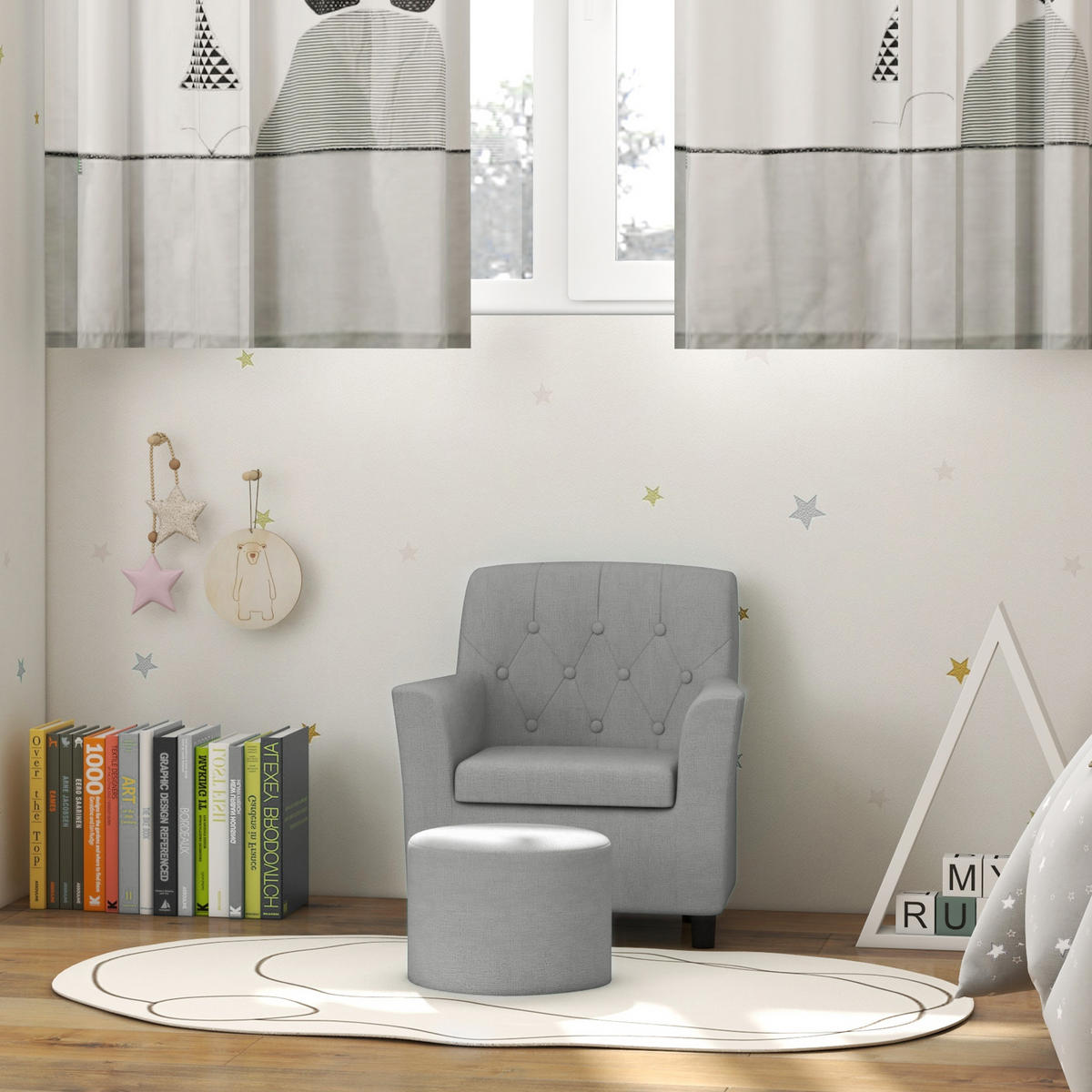 KINDERSESSEL - Grau, Textil (43/50.5/45cm) - AIYAPLAY