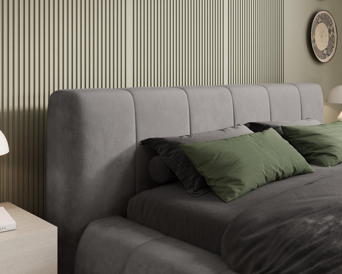 POLSTERBETT AVILLA 160x200 cm, Grau - Grau, Textil (200/160cm) - Fedve